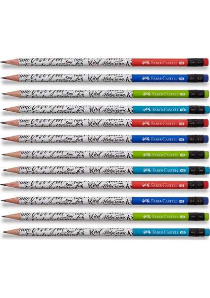 Kurşun Kalem - Silgili - Caligraphy - 12'li Set