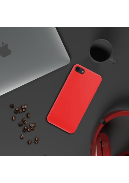 Apple iPhone 7 Ince Mat Silikon Kılıf Kırmızı modelleri