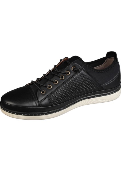 Yazkış Erkek Siyah Beyaz Taban Bağcıksız Jel Taban Hakiki Deri Spor Ayakkabı fırsatları