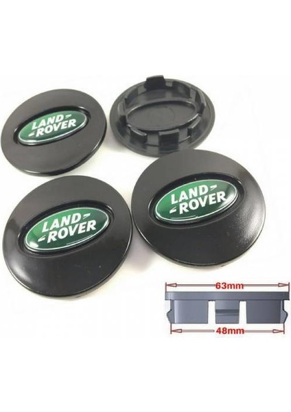 Land Rover Jant Göbeği-Siyah-4 Adet-63 mm Dıştan Ölçü-