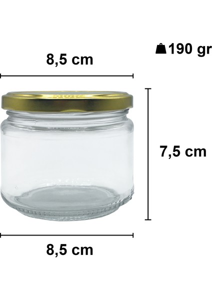 300 cc Kavanoz Metal Gold Konserve Kapaklı 300 ml Şeffaf Cam Kavanoz 10 Adet