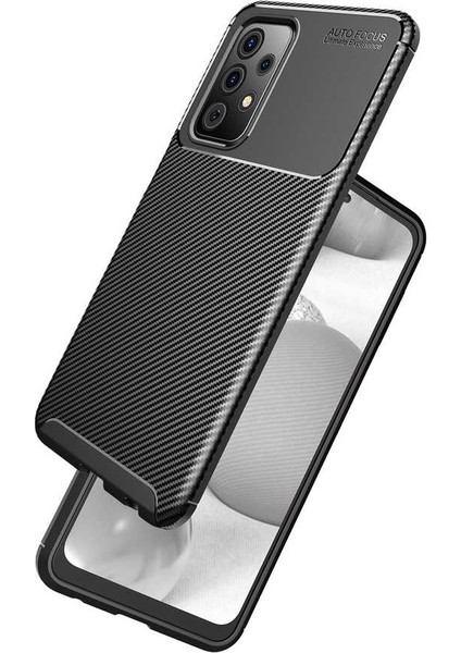 Samsung Galaxy A72 Kılıf Karbon Desenli Lux Negro Silikon + Nano Ekran Koruyucu