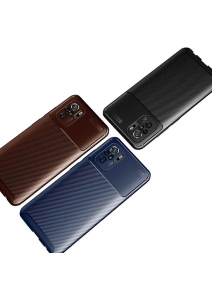Xiaomi Redmi Note 10 Kılıf Karbon Desenli Lux Negro Silikon + Tam Kaplayan 5d Cam Ekran Koruyucu