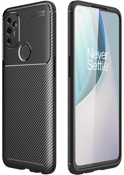 Oneplus Nord N100 Kılıf Karbon Desenli Lux Negro Silikon + Tam Kaplayan 6d Nano Ekran Koruyucu
