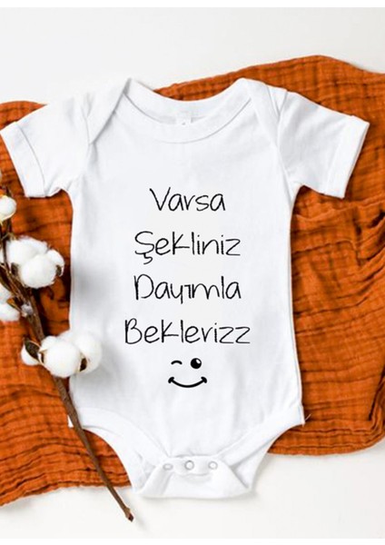 Dayımla Bekleriz Baskılı Bebek Body Zıbın
