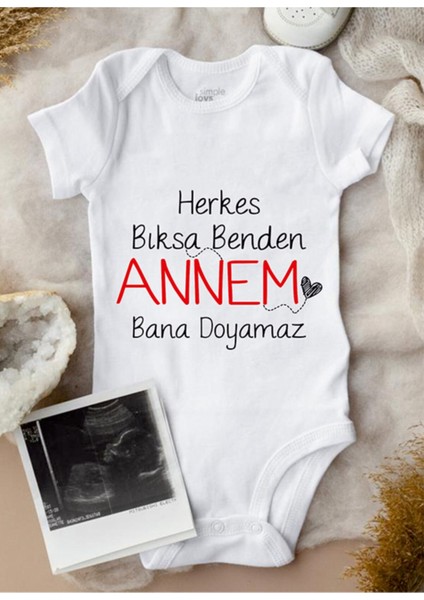 Annem Bana Doyamaz Baskılı Bebek Body Zıbın