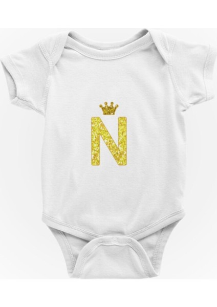 Unisex Bebek N Harfi Baskılı Zıbın