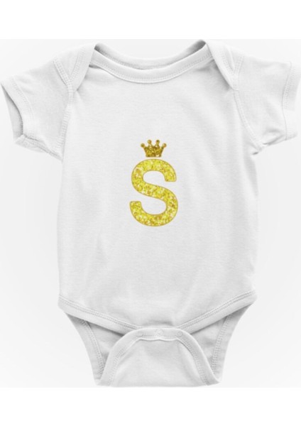 Unisex Bebek Beyaz S Harfi Baskılı Zıbın