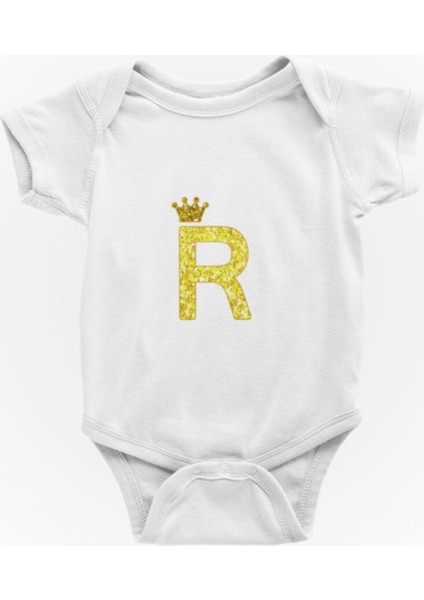 Unisex R Harfi Baskılı Bebek Zıbını