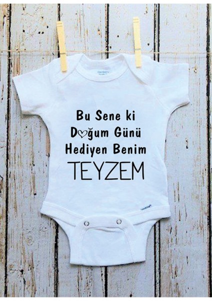 Unisex Bebek Beyaz Baskılı Body Zıbın