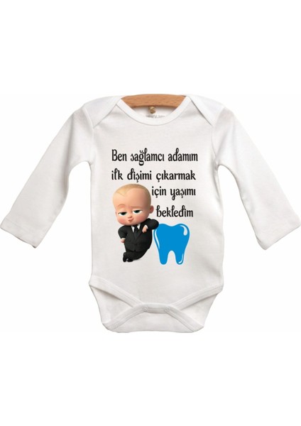 Diş Zıbını Patron Bebekli Bebek Zıbın Body
