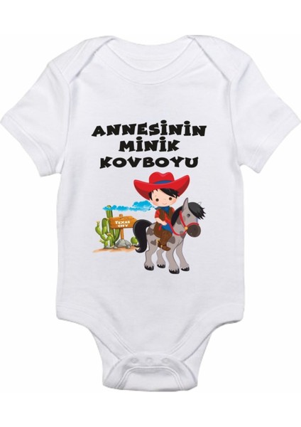 Annesinin Minik Kovboyu Baskılı Bebek Body Zıbın