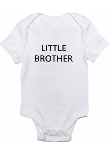 Erkek Bebek Beyaz Lıttle Brother Baskılı Bebek Body Zıbın