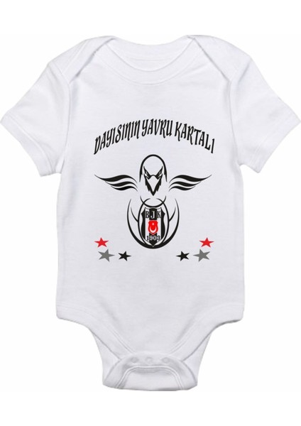 Unisex Bebek Beyaz Dayısının Yavru Kartalı Baskılı Body Zıbın