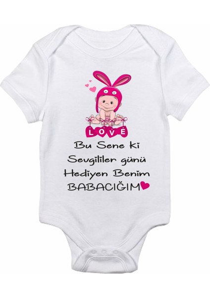 Sevgililer Günü Hediyesi Basklı Bebek Zıbın Body