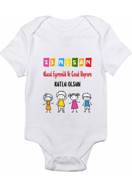 24 Nisan Çocuk Bayramı Model 2 Baskılı Bebek Body Zıbın