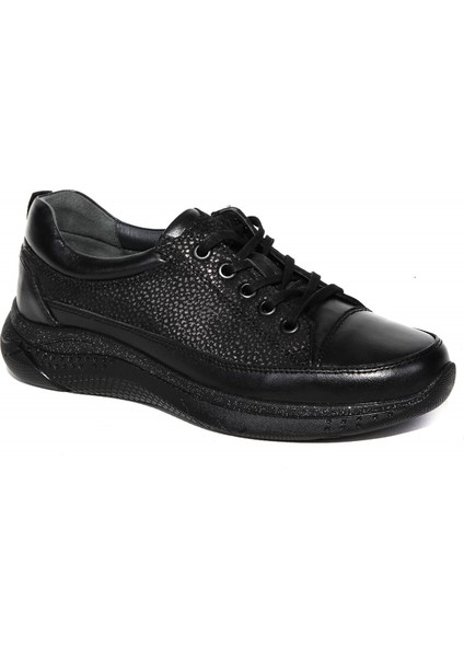 27901 Kadın Siyah Deri Comfort Ayakkabı