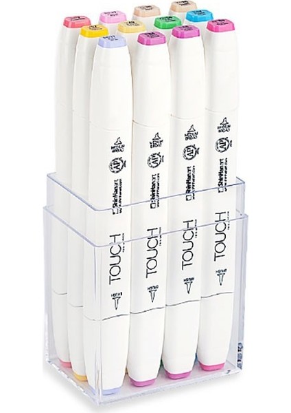 Twin Brush Marker Fırça Uçlu Markör Kalem Seti 12 Renk Pastel Renkleri