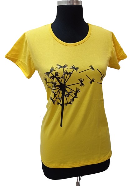 Sarı Baskılı Kısa Kollu T-Shirt