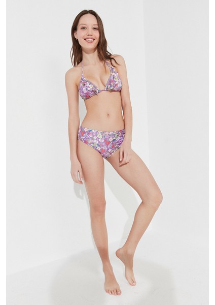 Çok Renkli Daisy Üçgen Knot Bikini Üstü indirimleri