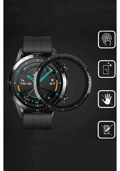 Yediseven Huawei Watch Gt 2 46MM 3D Nano Full Kaplama Ekran Koruyucu Pc+Pmma