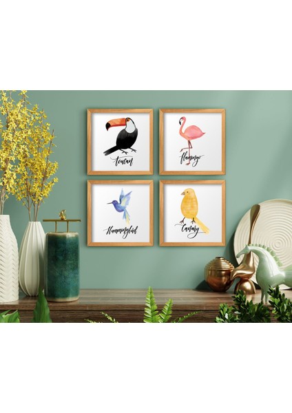 Gift Dekoratif 4’lü Retro Ahşap Tablo-1