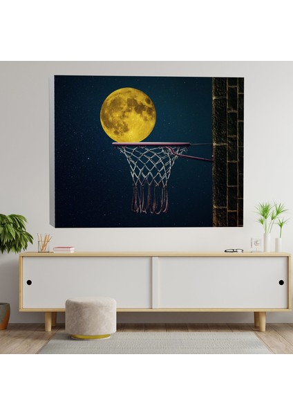 Dolunay Basketbol Temalı Dekoratif Kanvas Tablo