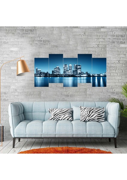 City Manzaralı 5 Parçalı Mdf Tablo