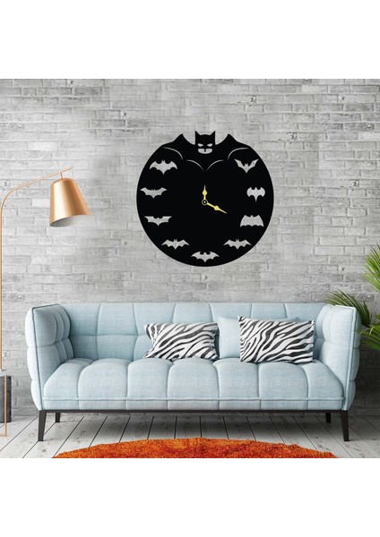 Batman Temalı Dekoratif Ahşap Duvar Saati