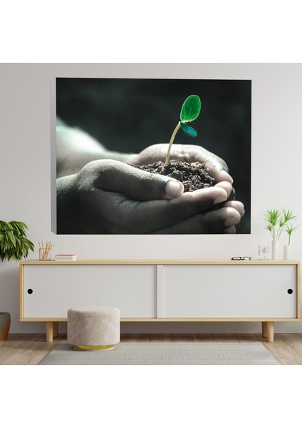 Elle Bitki Yetiştirme Dekoratif Kanvas Tablo