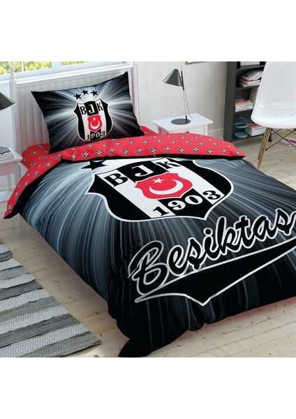 Lisanslı Genç Beşiktaş Glow Tek Kişilik Nevresim Takımı