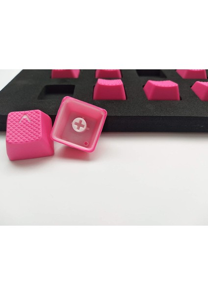 Rubber Gaming Aydınlatmalı Keycaps Set - 8 Keys Rubberized Doubleshot Key Caps (Neon Pembe)