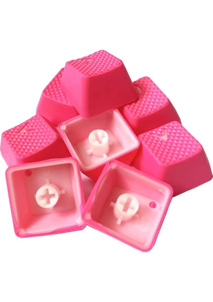 Rubber Gaming Aydınlatmalı Keycaps Set - 8 Keys Rubberized Doubleshot Key Caps (Neon Pembe)
