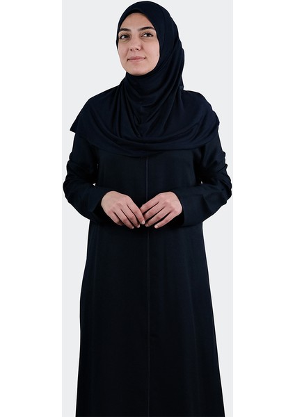 Pamuk Viskonlu Desensiz Fermuarlı Siyah Namaz Elbisesi fiyatları