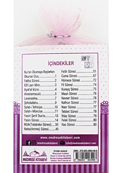 Yayınları 25'li Yasin Çanta Boy Tül Keseli Tesbihli 80 Sayfa Pembe Renk Mevlid Hediyelikleri modelleri