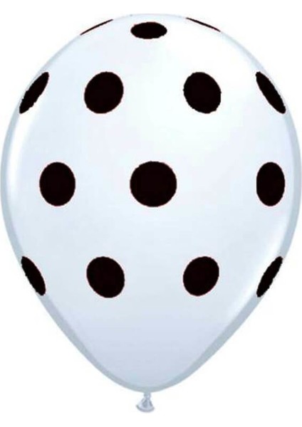 Siyah Puanlı Beyaz Balon - 10 Adet modelleri