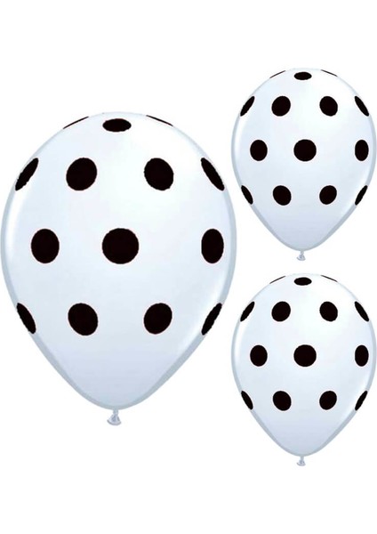 Siyah Puanlı Beyaz Balon - 10 Adet fırsatları