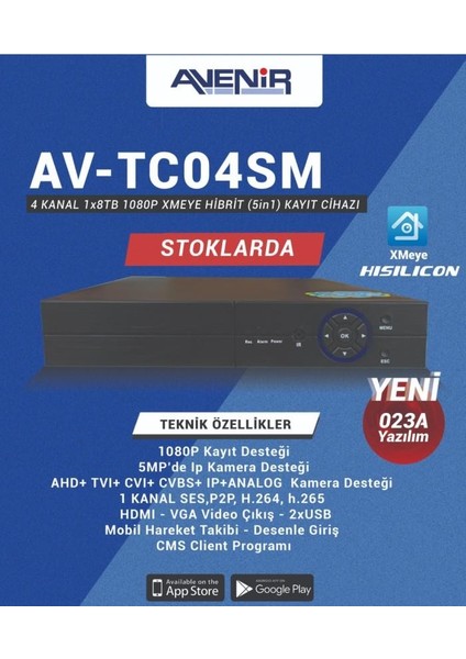 AV-TC04SM 1080P H265 Ahd 4kanal Dvr Kayıt Cihazı (Hybrid) fırsatları
