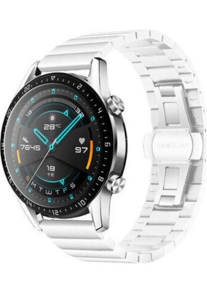 Samsung Gear S3 Uyumlu 22MM Metal Katlamalı Kordon - Beyaz