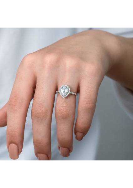 Damla Taşlı Gümüş Tektaş Yüzük