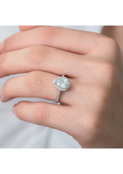 Damla Taşlı Gümüş Tektaş Yüzük indirimleri