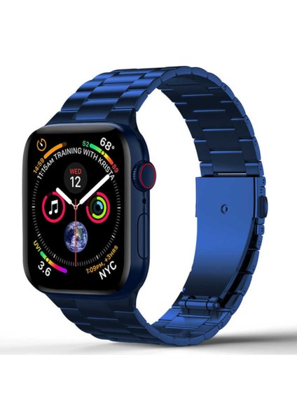 Apple Watch Uyumlu 40MM Klipsli Metal Kordon - Mavi