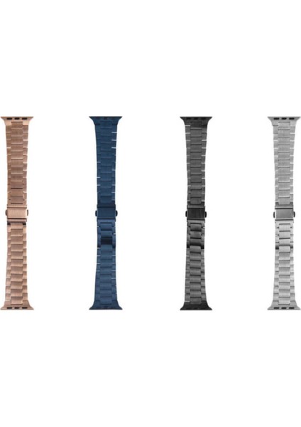 Apple Watch Uyumlu 42MM Klipsli Metal Kordon - Gri