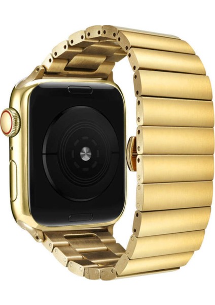 Apple Watch Uyumlu 44MM Metal Katlamalı Kordon - Gold