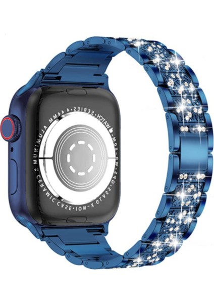 Apple Watch Uyumlu 42MM Parlak Metal Kordon - Mavi