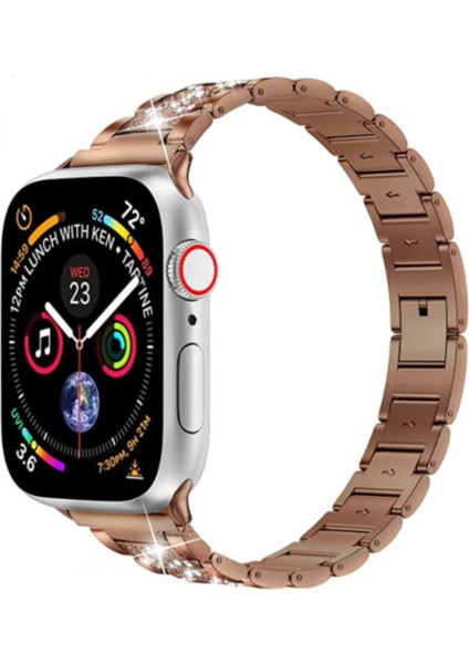 Apple Watch Uyumlu 42MM Parlak Metal Kordon - Gold