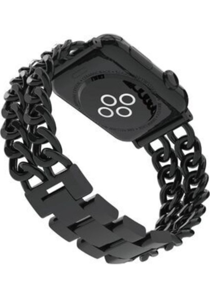 Apple Watch Uyumlu 40MM Zincir Halkalı Metal Kordon - Siyah