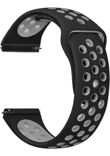 Huawei Gt2 Uyumlu 46MM Silikon Kordon - Siyah-Gri
