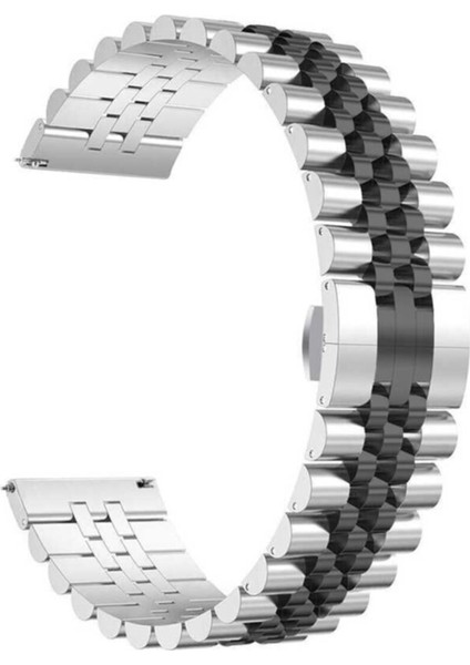 Huawei Honor Magic 2 Uyumlu 42MM 20MM Metal Kordon - Gümüş-Siyah