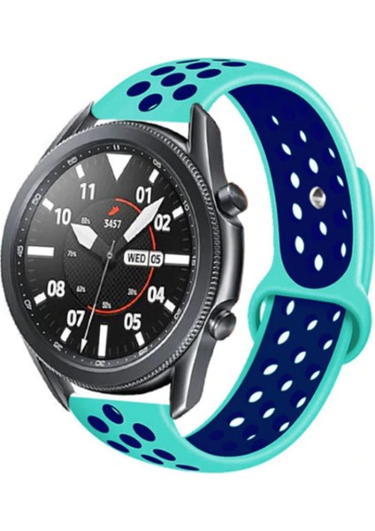 Samsung Gear S3 Uyumlu 22MM Silikon Kordon - Turkuaz-Mavi
